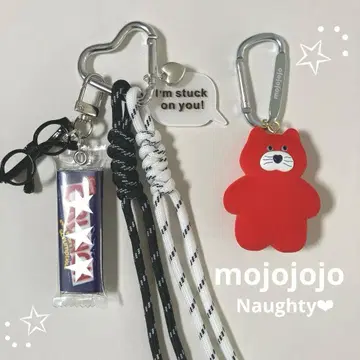 mojojojo 빨간 고양이와 파라코드 재잘재잘 키링 2개 세트