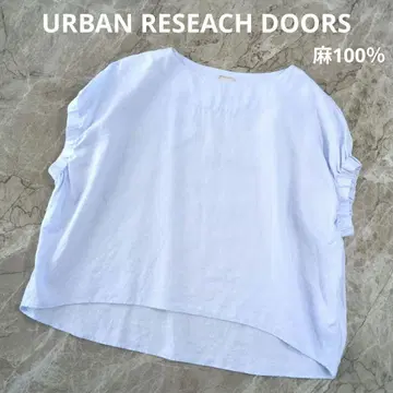 어반 리서치 DOORS 린넨 개더 풀오버 블라우스 블루