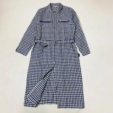 새상품급 agnes b. CZ55 ROBE 비시 체크 셔츠 원피스 린넨