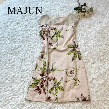 MAJUN 꽃무늬 원피스 슬리브리스 알로하 카리유시 XL 빅 사이즈