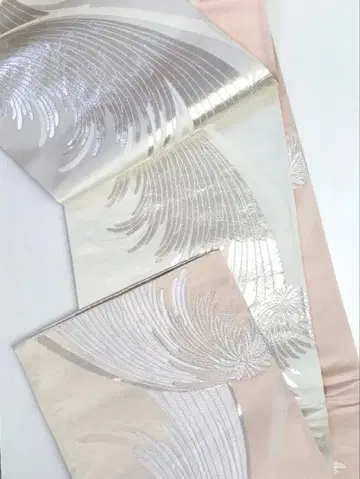 후쿠로 오비 순수 실크 깃털 문양 리버서블 금은사 제직 완료 D