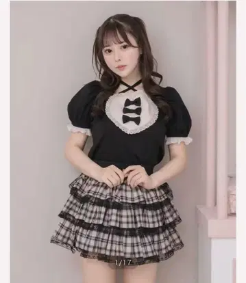 pium 하트 리본 퍼프 슬리브 T셔츠