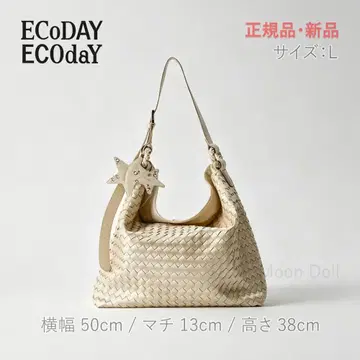 ECODAY 인트레차트 뜨개질 토트 샴페인 별 참 26 L