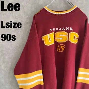 90s Lee SPORT L 칼리지 맨투맨 USC 크림슨 자수 패치