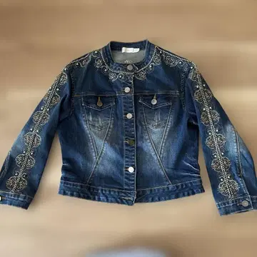 Liebe 데님 자켓 비쥬 장식 인디고