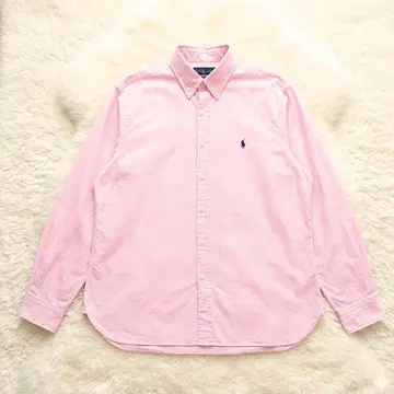 랄프 로렌 깅엄 체크 긴팔 셔츠 핑크 레어 XXL 상당