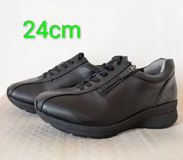 스니커즈 블랙 사이드 지퍼 4.5cm 힐 스트레치 워킹
