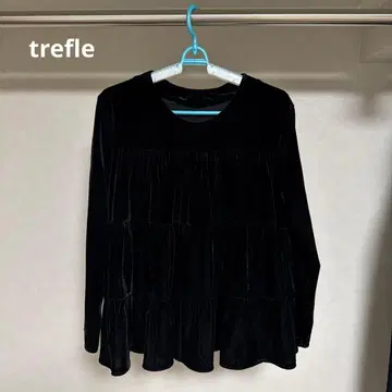 trefle 벨로아 티어드 튜닉 긴팔 블랙