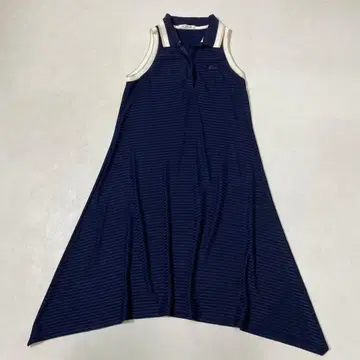 새상품급 LACOSTE 스트레치 레이온 피케 셔츠 플레어 원피스 38