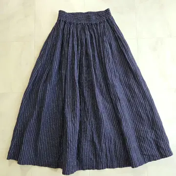 fog linen work 리투아니아 린넨 스트라이프 개더 스커트