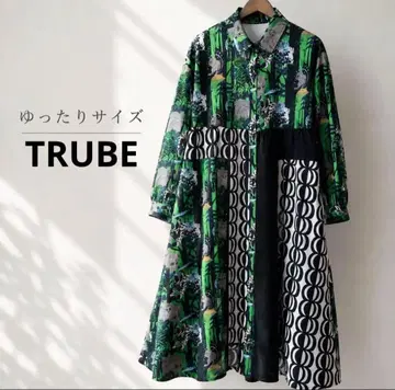 새상품급 빅 사이즈 TRUBE 애니멀 아트 원피스