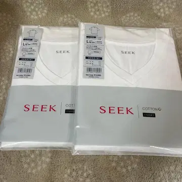 새상품 미개봉 SEEK V넥T셔츠 반팔 화이트 L사이즈 2장 일본제