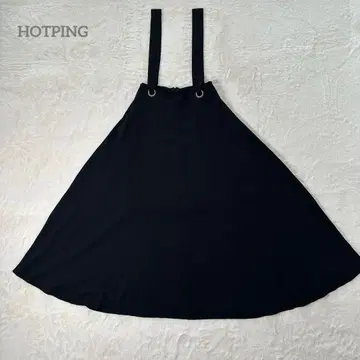 [포핀] 서스펜더 플레어 스커트 블랙 2 (L~XL 상당) 한국 A라인