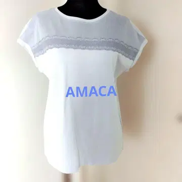 새상품급 AMACA 가슴 메쉬 레이스 절개 반팔 셔츠 38