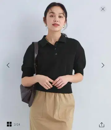 그린 레이블 릴랙싱 퍼프 시어 폴로 니트