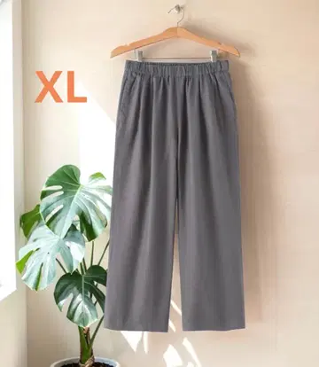 무인양품 린넨 워싱 이지 와이드 팬츠 차콜 그레이 XL