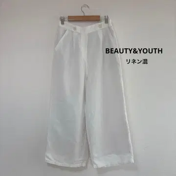 뷰티 앤 유스 린넨 혼방 와이드 팬츠 가우초 팬츠