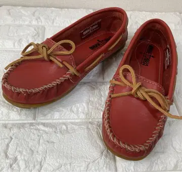 [미사용] MINNETONKA 모카신 천연 가죽 가죽 빨간색 22.0cm