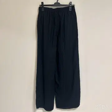SLOBE IENA 린넨 릴랙스 와이드 팬츠 블랙
