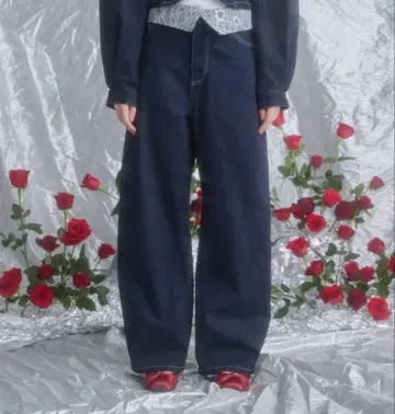 레이스 도킹 디자인 데님 모네피네