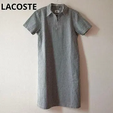 [당일 발송] LACOSTE 깅엄 체크 반팔 셔츠 원피스 사이즈 42