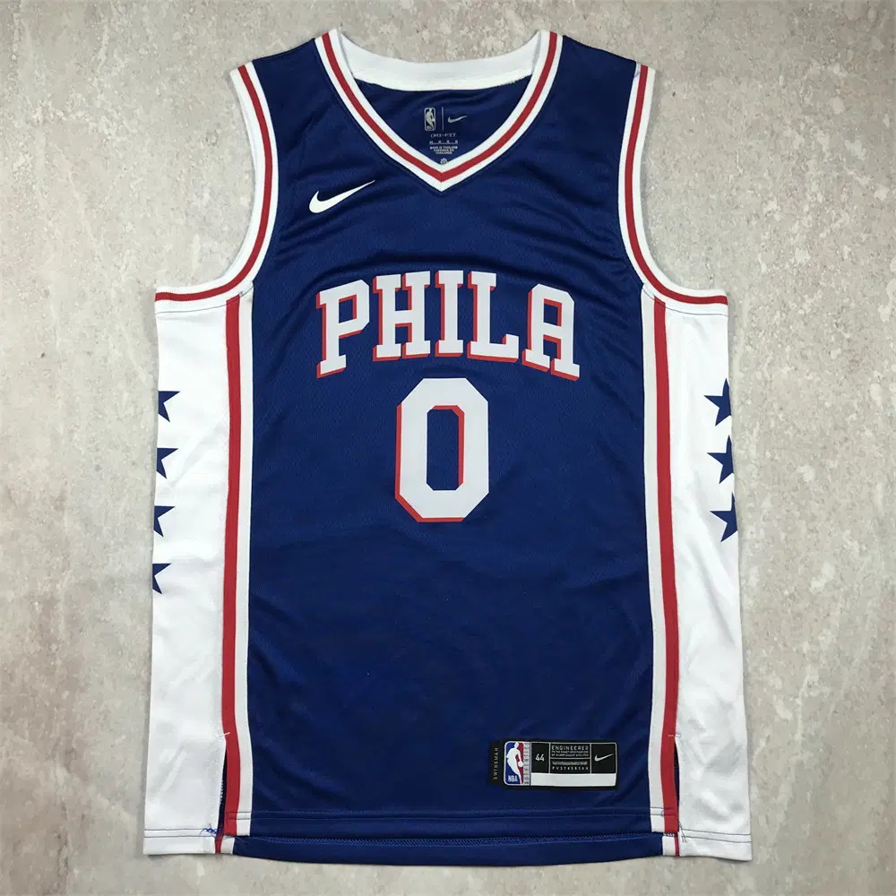 NBA 농구 유니폼 필라델피아 세븐티식서스 맥시 0번 블루 핫픽스