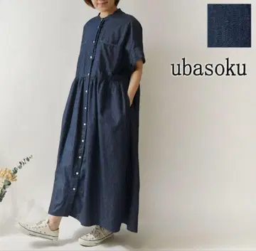 [ 새상품 ] [ ubasoku 우바소크 ] 밴드 카라 코튼 린넨 프론트 -