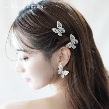 큐빅 지르코니아 버터플라이 헤드피스 파피용 2피스 세트