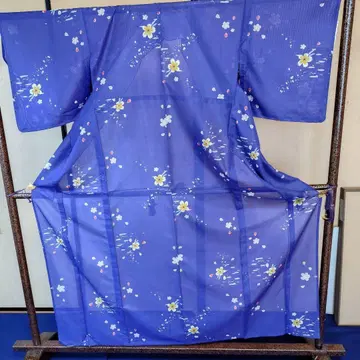 명주 여름 세탁 가능한 코몬 무늬 기모노 재고 처분!0750