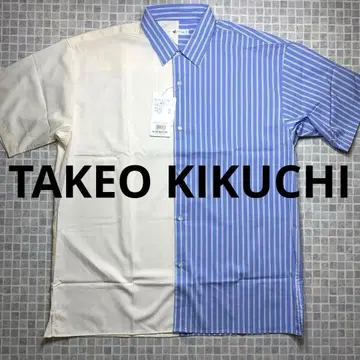 [ 새상품 ] TAKEO KIKUCHI 다케오 키쿠치 하프&하프 디자인 반팔 셔츠
