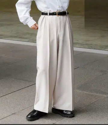 와이드 슬랙스 팬츠 아이보리 L 사이즈