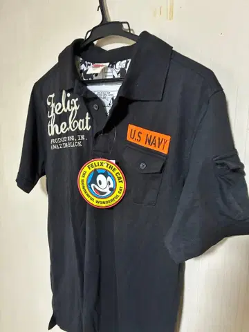 [ 미사용 ] Felix the Cat 피케 셔츠 U.S. NAVY 자수 M
