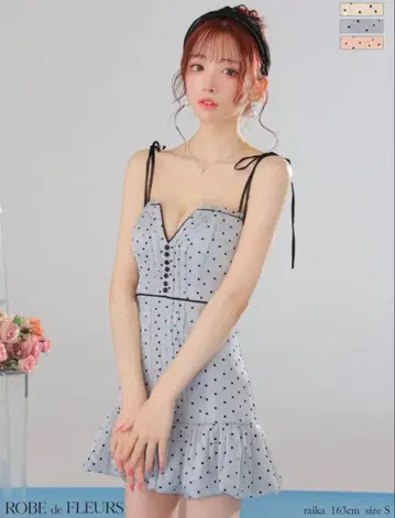 ROBE de FLEURS 도트 무늬 미니 드레스 그레이 M
