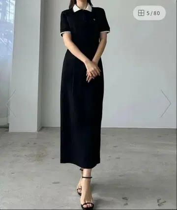 Louere 루엘레 폴로 원피스 롱 블랙 XL 빅 사이즈
