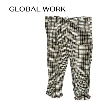 B0873 GLOBAL WORK 체크 롱 팬츠 빅 XL 오피스 캐주얼
