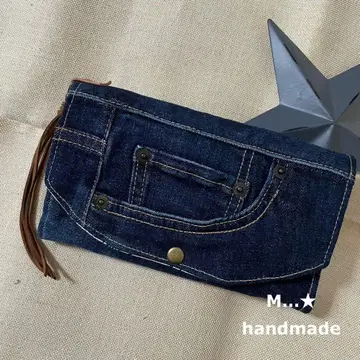 [622] 리메이크 데님 * 아코디언 주름 지갑(대)