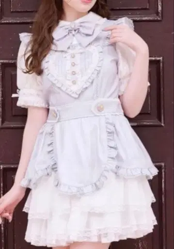 리즈리사 하트 에이프런 원피스 블루