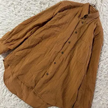 KRIZIA 긴팔 셔츠 카멜 46 면 100% 일본제