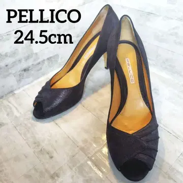 PELLICO 펠리코 오픈토 펌프스 블랙 라메 하이힐 24.5