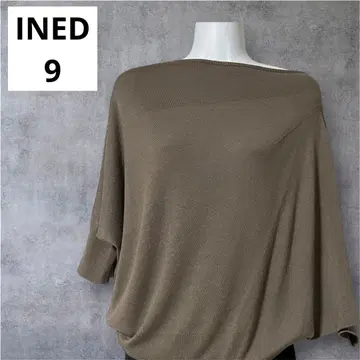 INED 이네드 돌먼 슬리브 니트 티셔츠 모카 브라운 루즈핏
