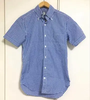 [ 무료배송 ] BEAMS F (빔즈 F) 반팔 깅엄 체크 셔츠 XS 사이즈