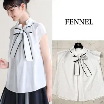 새상품 FENNEL 개더 넥 리본 블라우스 화이트 보타이 블라우스