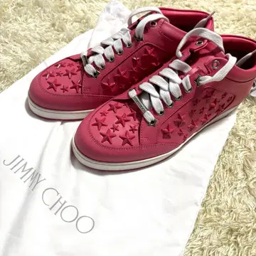 새상품 JIMMY CHOO 스니커즈 핑크 스타 스터드