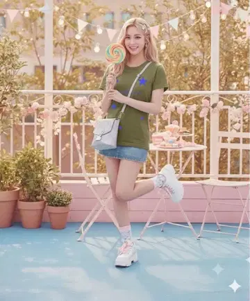 mariafrancoise stars 티셔츠 올리브 네이비 블루