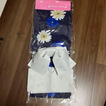 새상품 여성용 유카타 오비 세트 네이비 꽃무늬
