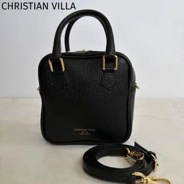CHRISTIAN VILLA 크리스천 빌라 스퀘어 보스턴 백 가죽 블랙