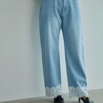 시마무라 다나카 리나 mysa closet 밑단 레이스 데님 팬츠 M 사이즈