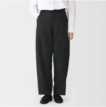 여성 헴프 혼방 트윌 코쿤 팬츠 여성 S 블랙 무인양품