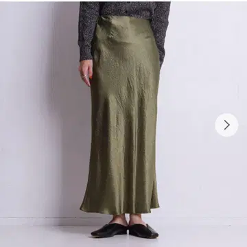 SACRA 사쿠라 새틴 롱 스커트 W 밴딩 카키 36 일본제