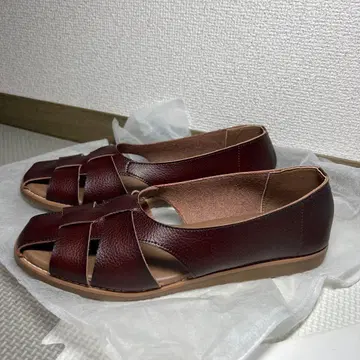 거의 미사용 여성용 샌들 넉넉한 슬림 24.0cm 다크 브라운